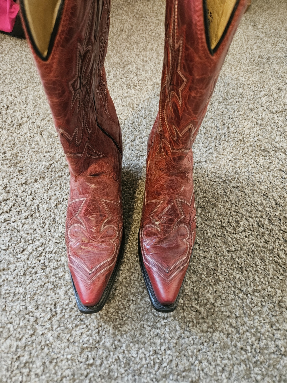 Red Embroidered Leather Cowboy Boots By Corral Boots. Sz 8 - Picture 3 of 4